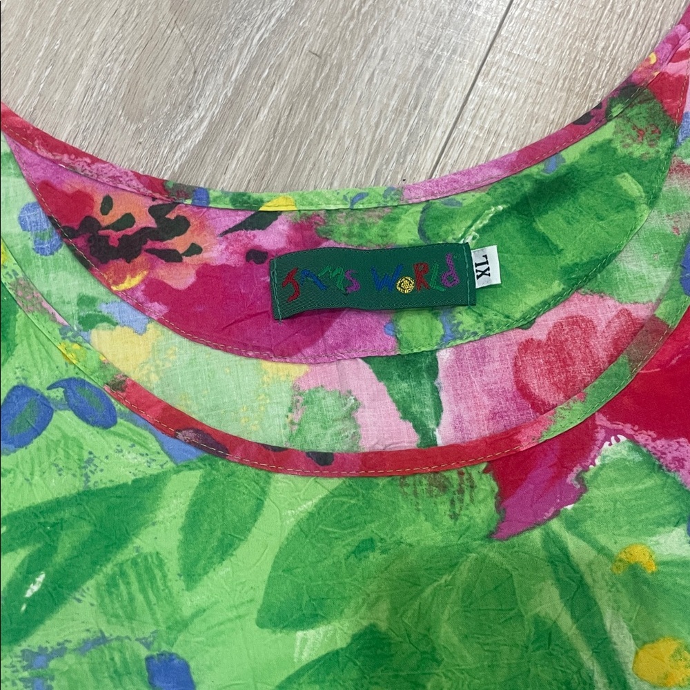 Jams World Hawaiian Vintage Floral Tank Top sz Xl but fits more like a large - Picture 2 of 3